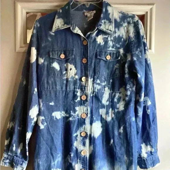 ROBBIE BEE 10 Petite Stone Washed Denim Button Down Shirt Midi Dress - Picture 2 of 12